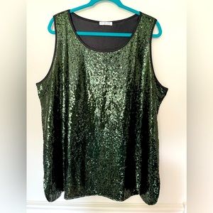 Beautiful Green sequencing sleeveless dress blouse